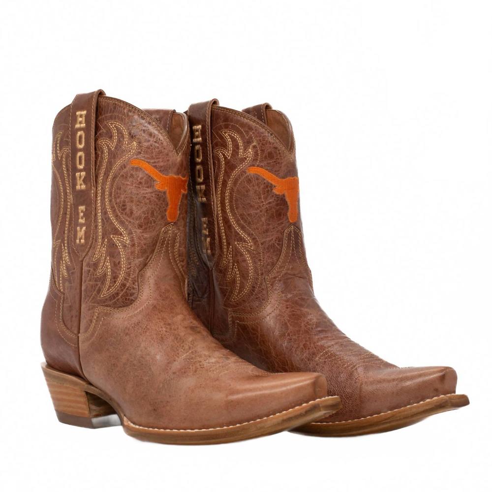 NEW GAMEDAY BOOTS women's shorty western texas longhorns boots in brown